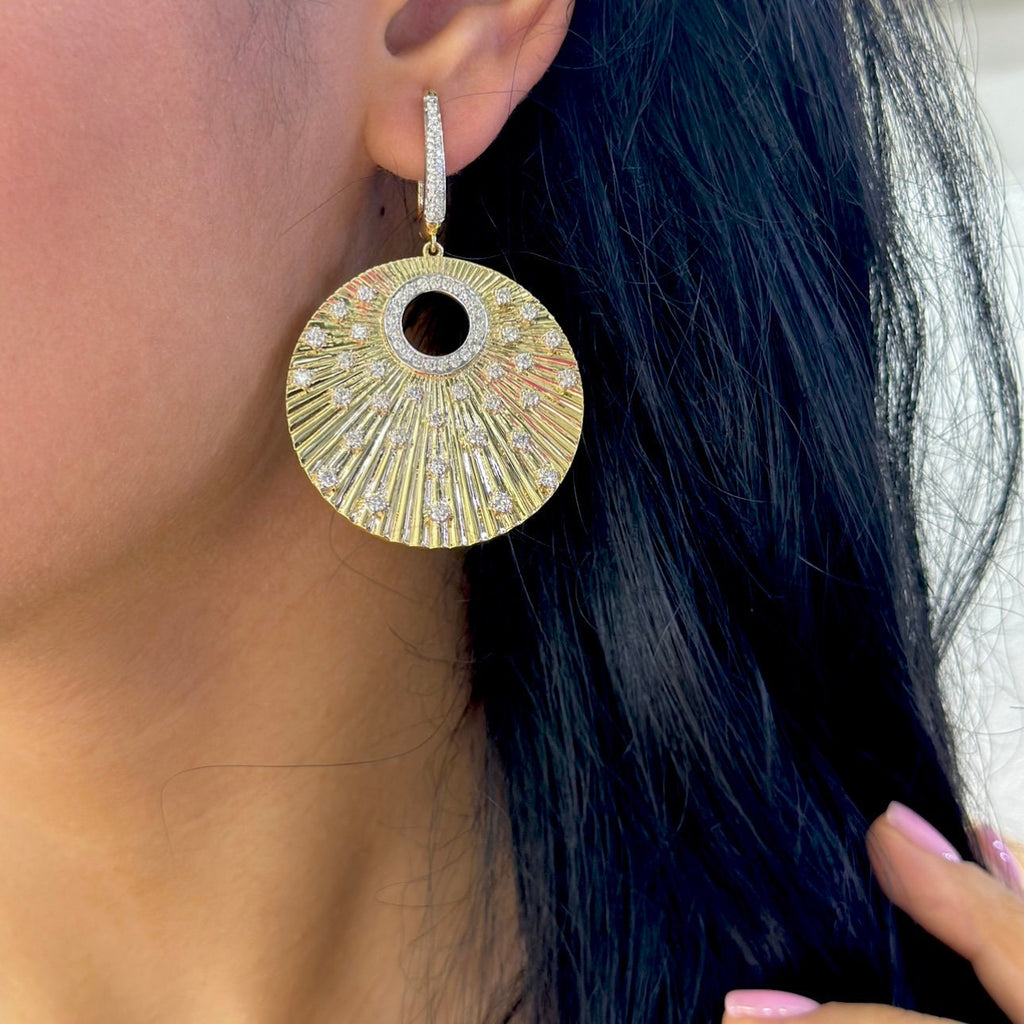 14Kt Yellow Gold Earrings with natural diamonds 3.43ct . F-G color, VS2-SI clarity. DIER175 ATJJ (etsy image id: 6130053557)
