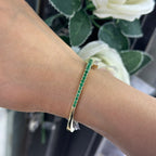 14Kt Yellow Gold Diamond Emerald Bangel bracelet with 1.46ct in Emeralds and 1.48ct rd diamonds .G-H color, VS2 .  GAZT (etsy image id: 6130910641)