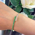 14Kt Yellow Gold Diamond Emerald Bangel bracelet with 1.46ct in Emeralds and 1.48ct rd diamonds .G-H color, VS2 .  GAZT (etsy image id: 6130910647)