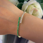 14Kt Yellow Gold Diamond Emerald Bangel bracelet with 1.46ct in Emeralds and 1.48ct rd diamonds .G-H color, VS2 .  GAZT (etsy image id: 6130910651)