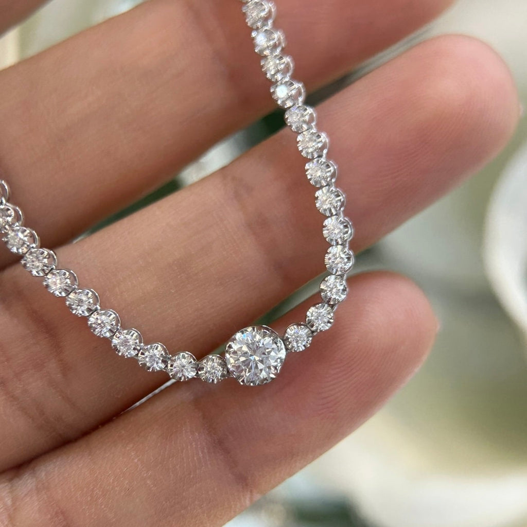 White Gold Three Quarter Diamond Tennis Necklace (etsy image id: 6160012181)