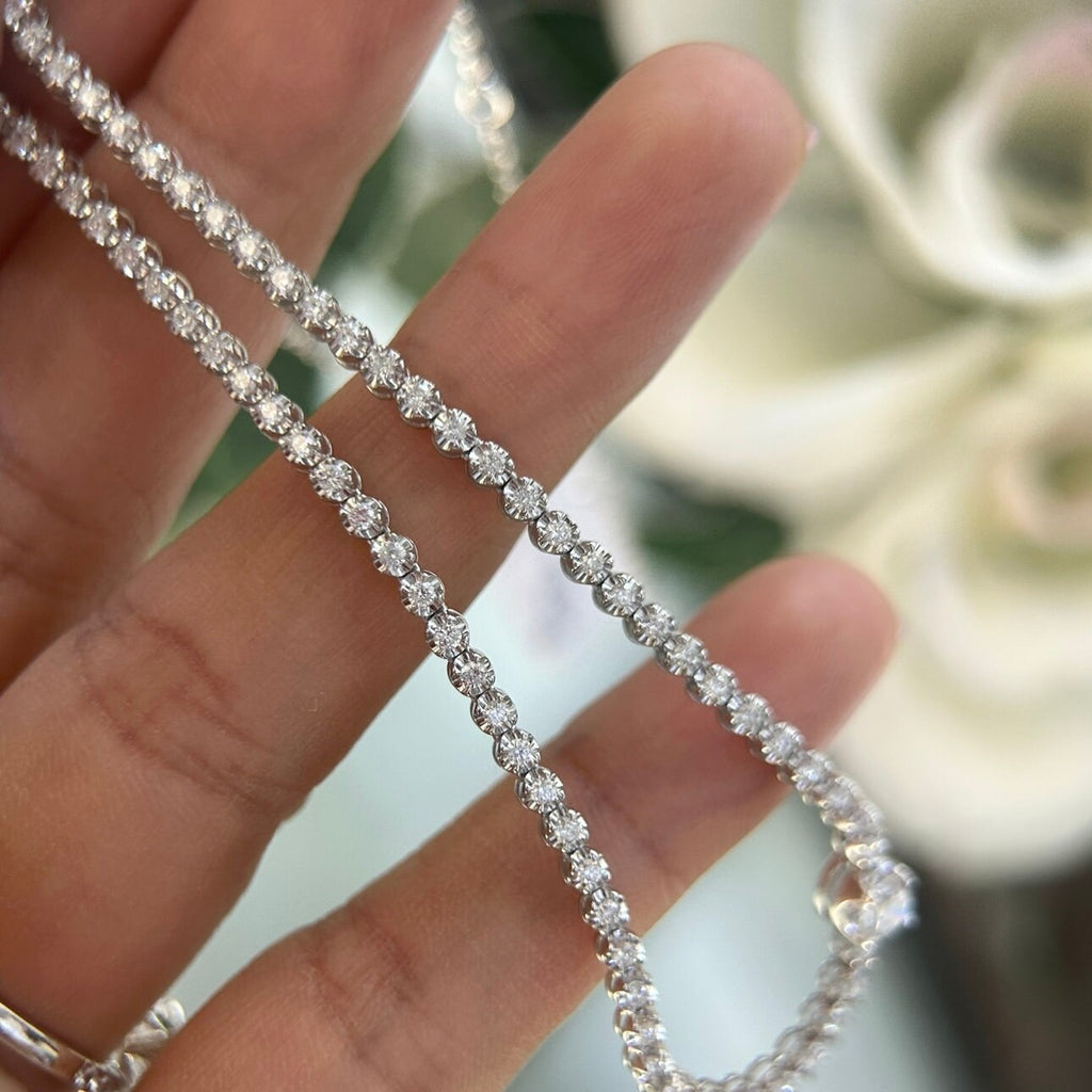 White Gold Three Quarter Diamond Tennis Necklace (etsy image id: 6160012185)