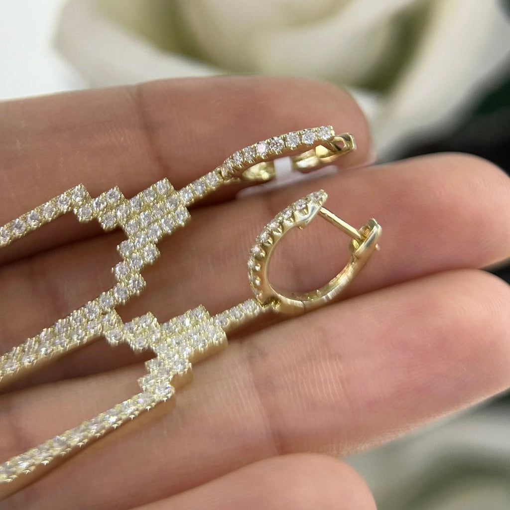 Yellow Gold Art Deco Style Drop Earrings with Diamonds (etsy image id: 6160997483)
