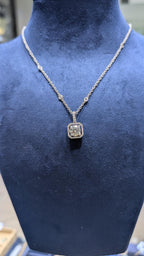 14Kt White Gold  Diamond Pendant with 2.03ct Lab Diamond,G color ,VS1 clarity with 0.45ct diamonds on the sides (etsy image id: 6548950742)