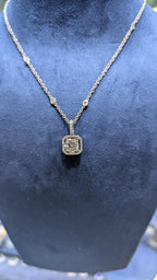 14Kt White Gold  Diamond Pendant with 2.03ct Lab Diamond,G color ,VS1 clarity with 0.45ct diamonds on the sides (etsy image id: 6548950750)