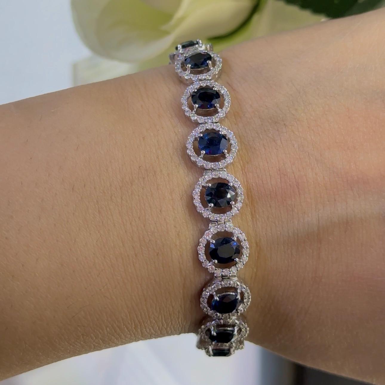 18Kt White Gold Bracelet 3.72ct Natural  Diamonds with 14.55ct Saphires Natural . SDB00 AAST (etsy image id: 6655857866)