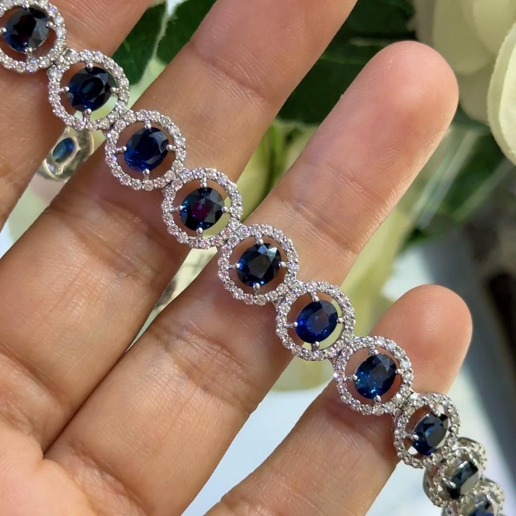 18Kt White Gold Bracelet 3.72ct Natural  Diamonds with 14.55ct Saphires Natural . SDB00 AAST (etsy image id: 6655857874)
