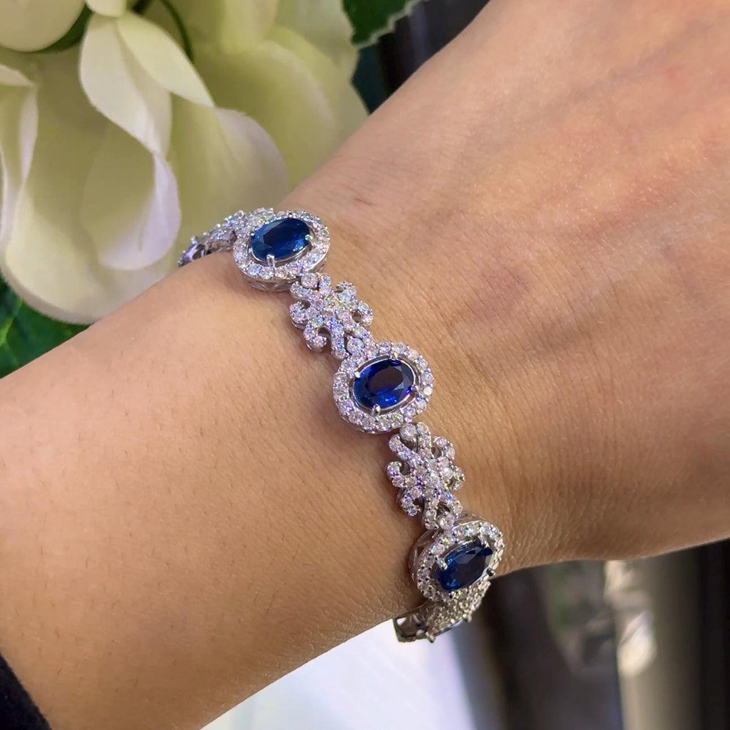 18Kt White Gold Bracelet 6.70ct Natural Diamonds with 9.85ct Natural Saphires. SDB023 LJJJ (etsy image id: 6655884506)