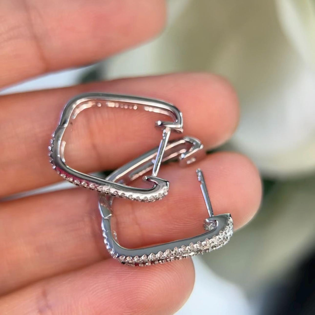 White Gold Diamond Huggie Hoop Earrings, 14k White Gold Earrings (etsy image id: 6686709240)