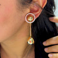 Yellow Gold Elongated Drop Ball Earrings with Natural Diamonds. (etsy image id: 6698235228)