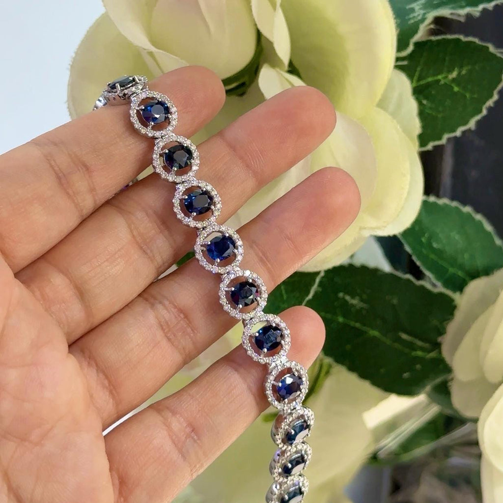 18Kt White Gold Bracelet 3.72ct Natural  Diamonds with 14.55ct Saphires Natural . SDB00 AAST (etsy image id: 6703897145)