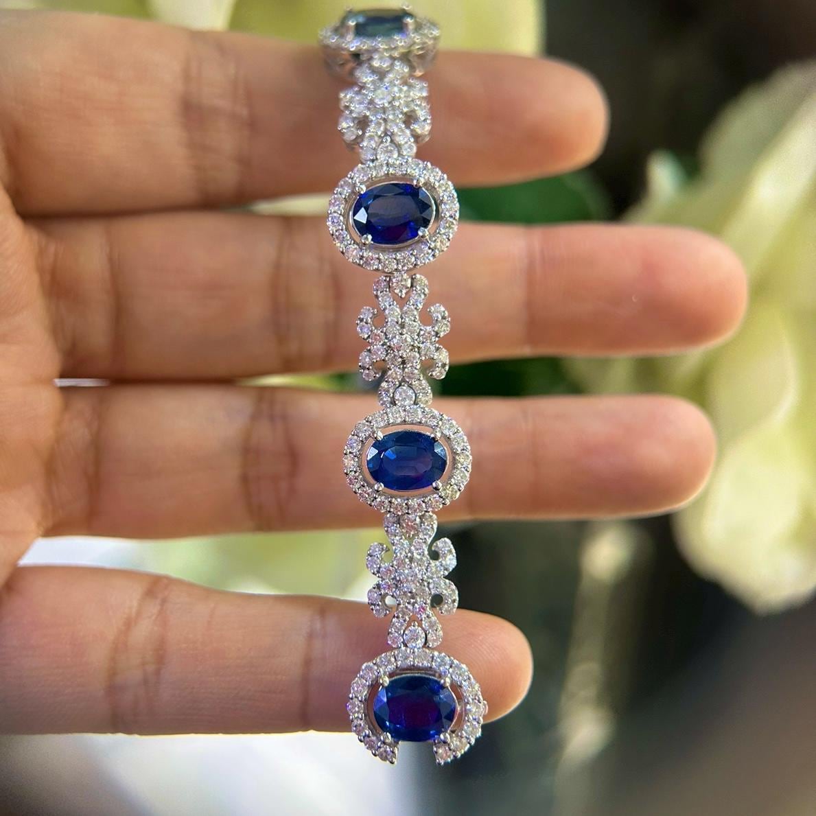 18Kt White Gold Bracelet 6.70ct Natural Diamonds with 9.85ct Natural Saphires. SDB023 LJJJ (etsy image id: 6703924155)