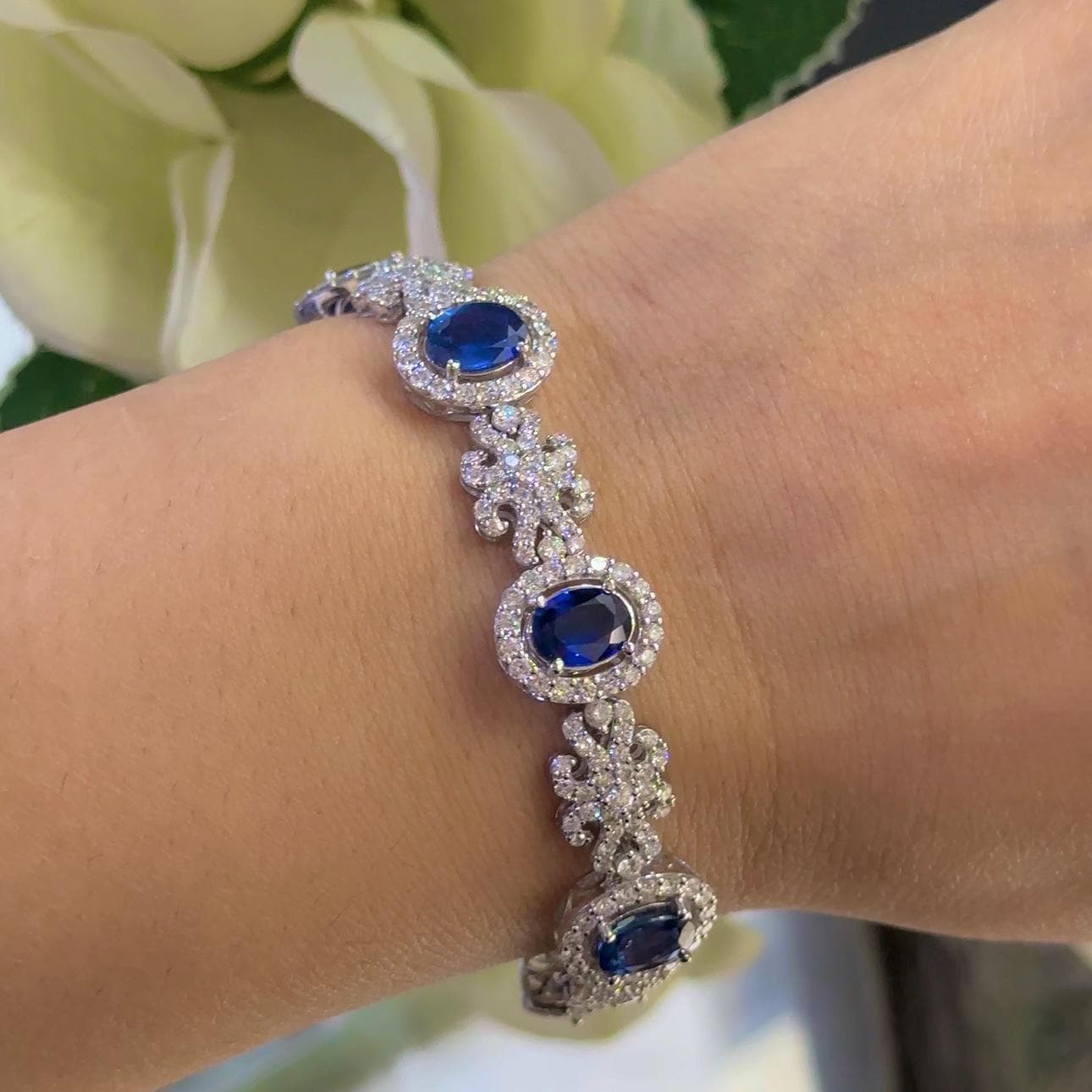 18Kt White Gold Bracelet 6.70ct Natural Diamonds with 9.85ct Natural Saphires. SDB023 LJJJ (etsy image id: 6703924173)