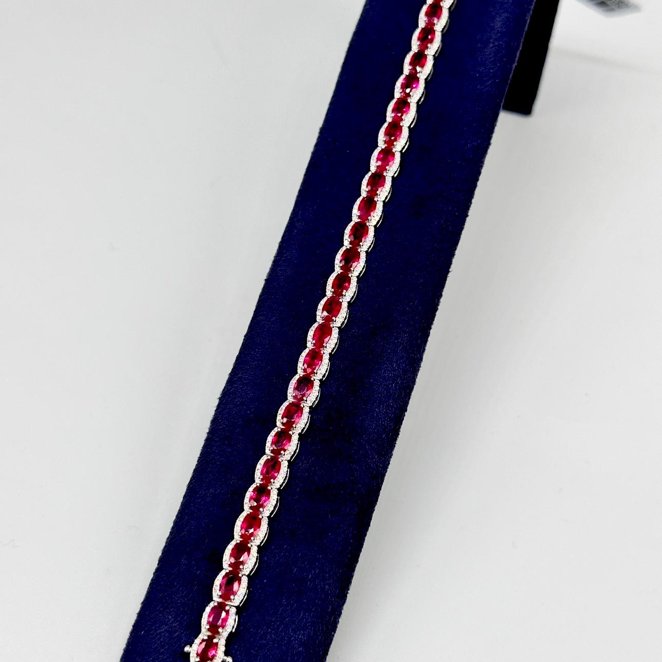 18Kt White Gold Bracelet 9.30ct Natural Rubies with 1.01ct Natural Diamonds. RDB009 GEZJ (etsy image id: 6703940223)