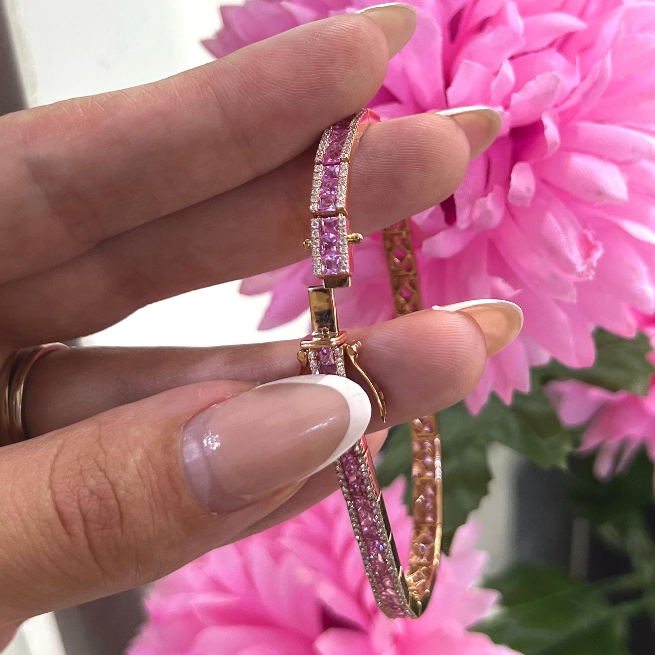 Rose Gold Diamond and Pink Sapphire Bracelet SDB0037/NZNN (etsy image id: 6705192492)