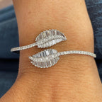 White Gold Bangle Bracelet with Baguette and Round Cut Diamonds (etsy image id: 6725624948)