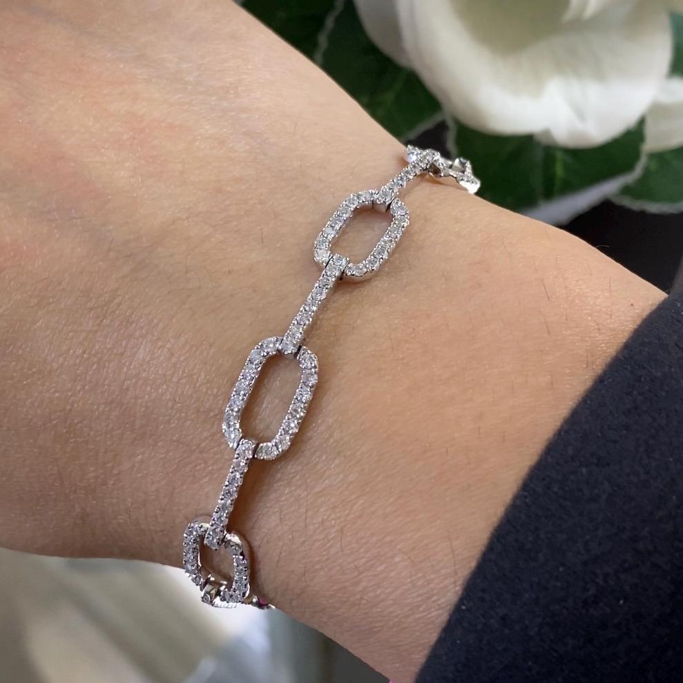 White Gold Clip Link Bracelet with Diamonds all Around (etsy image id: 6733846180)