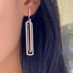 White Gold Art Deco Style Elongated Double Rectangle Shape Diamond Drop Earrings (etsy image id: 6740711224)