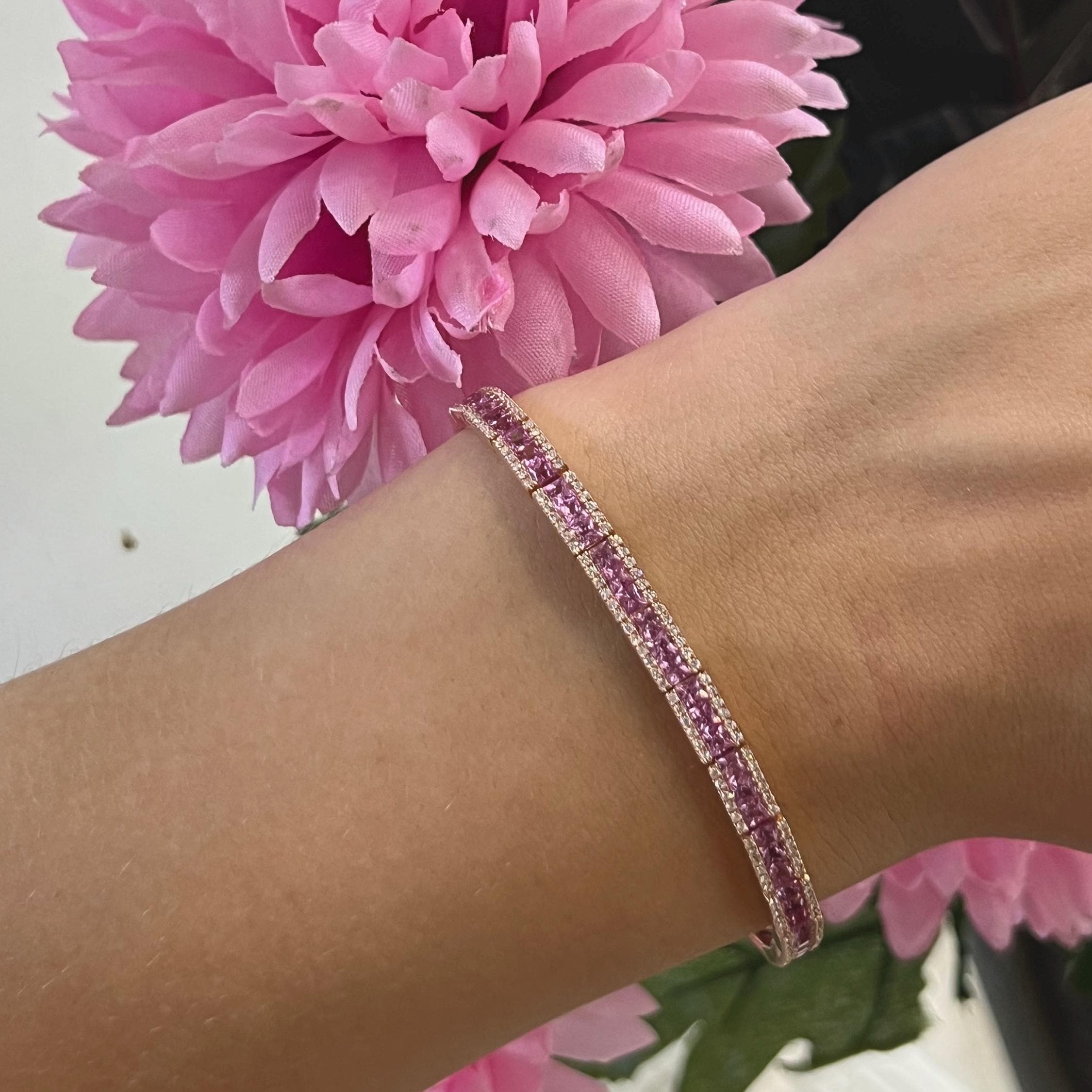 Rose Gold Diamond and Pink Sapphire Bracelet SDB0037/NZNN (etsy image id: 6753233089)