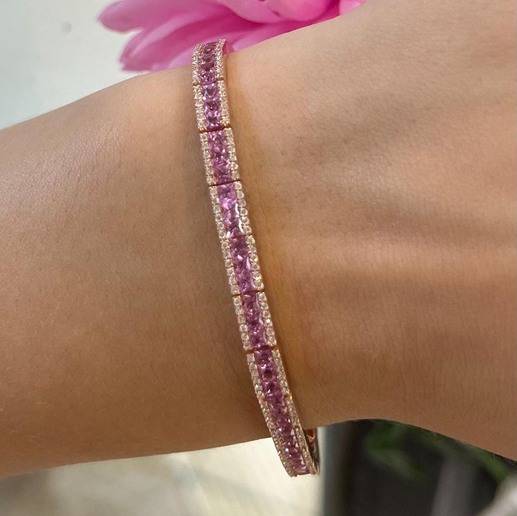 Rose Gold Diamond and Pink Sapphire Bracelet SDB0037/NZNN (etsy image id: 6753233437)