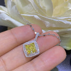 Fancy Yellow Cushion Cut Diamond Pendant with White Diamonds (etsy image id: 6757973010)