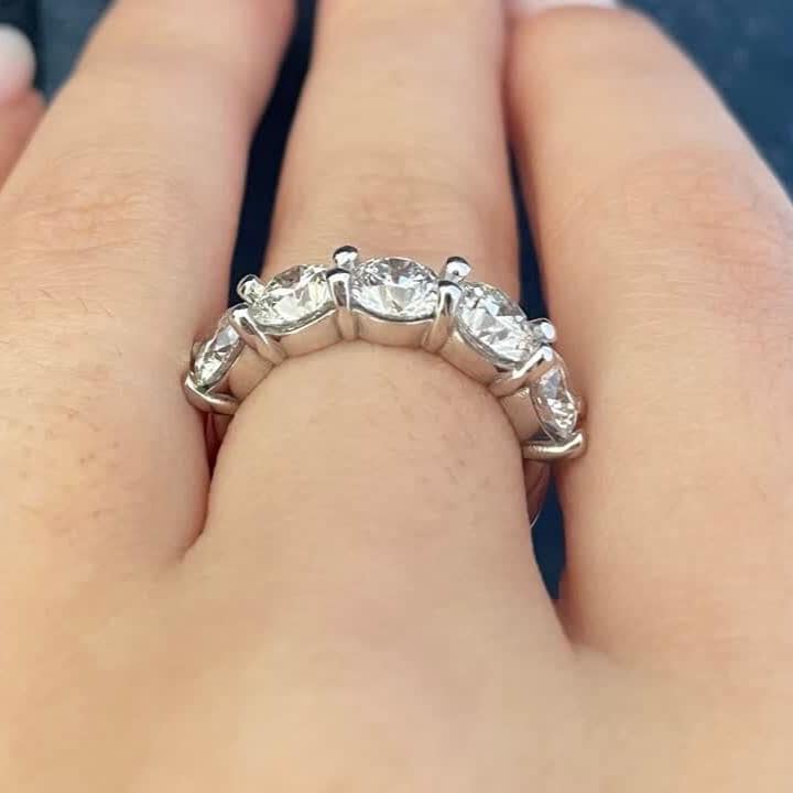 White Gold Five Stone Diamond Wedding Band (etsy image id: 6765211094)