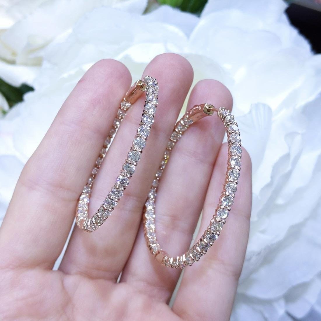 Rose Gold Inside Out Diamond Hoop Earrings (etsy image id: 6768152006)