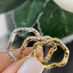 Three Row Curve Rings in Yellow, Rose and White Gold Full Circle Diamond Stacking Rings (etsy image id: 6779018515)