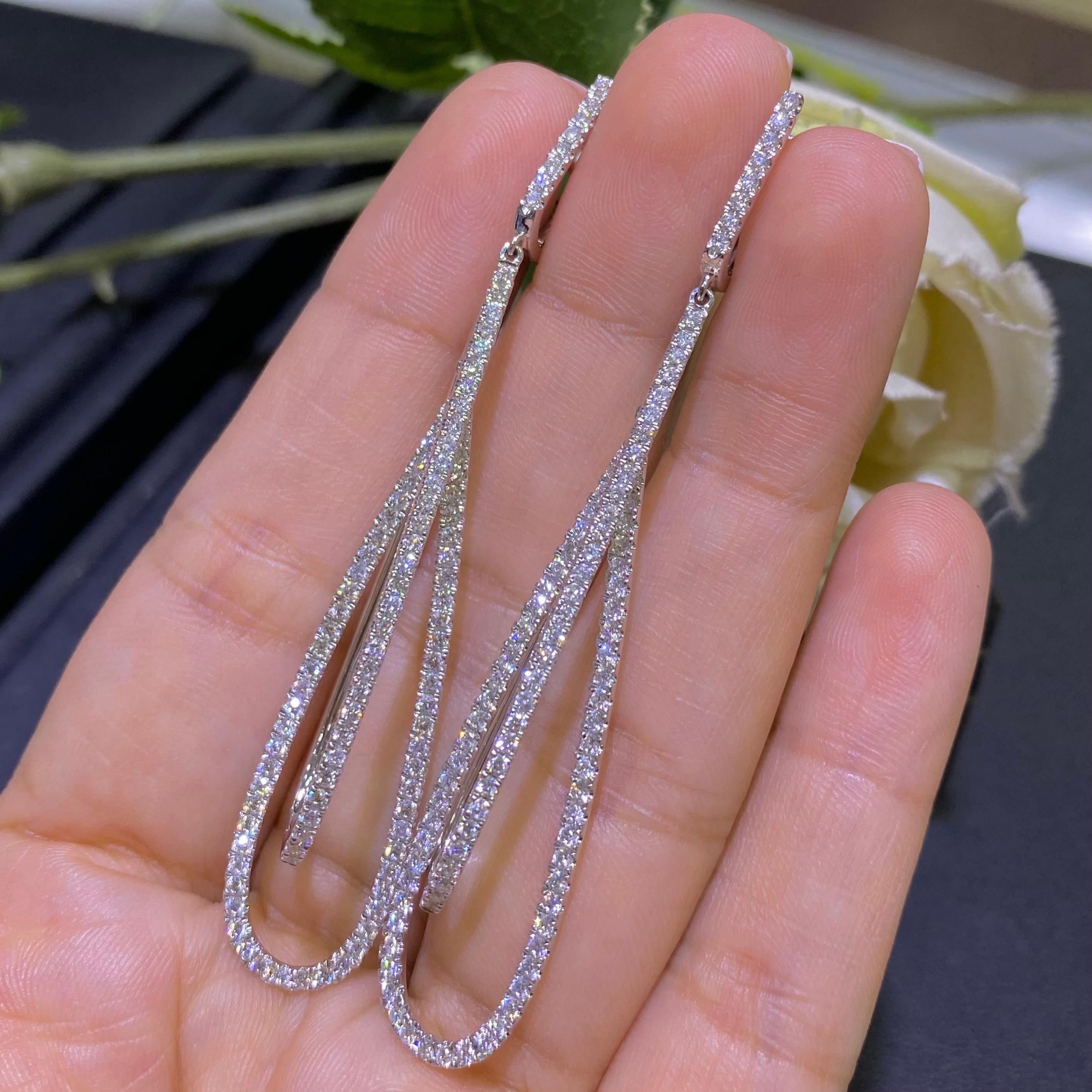 White Gold Double Teardrop Elongated Drop Diamond Earrings (etsy image id: 6788595175)