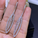 White Gold Elongated Double Oval Diamond Drop Dangling Earrings. (etsy image id: 6788806701)