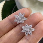 White Gold Flower Cluster Diamond Stud Earrings (etsy image id: 6789455701)