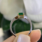 White Gold Ring with Asscher Cut Emerald and Graduated Baguette Diamonds (etsy image id: 6794161261)