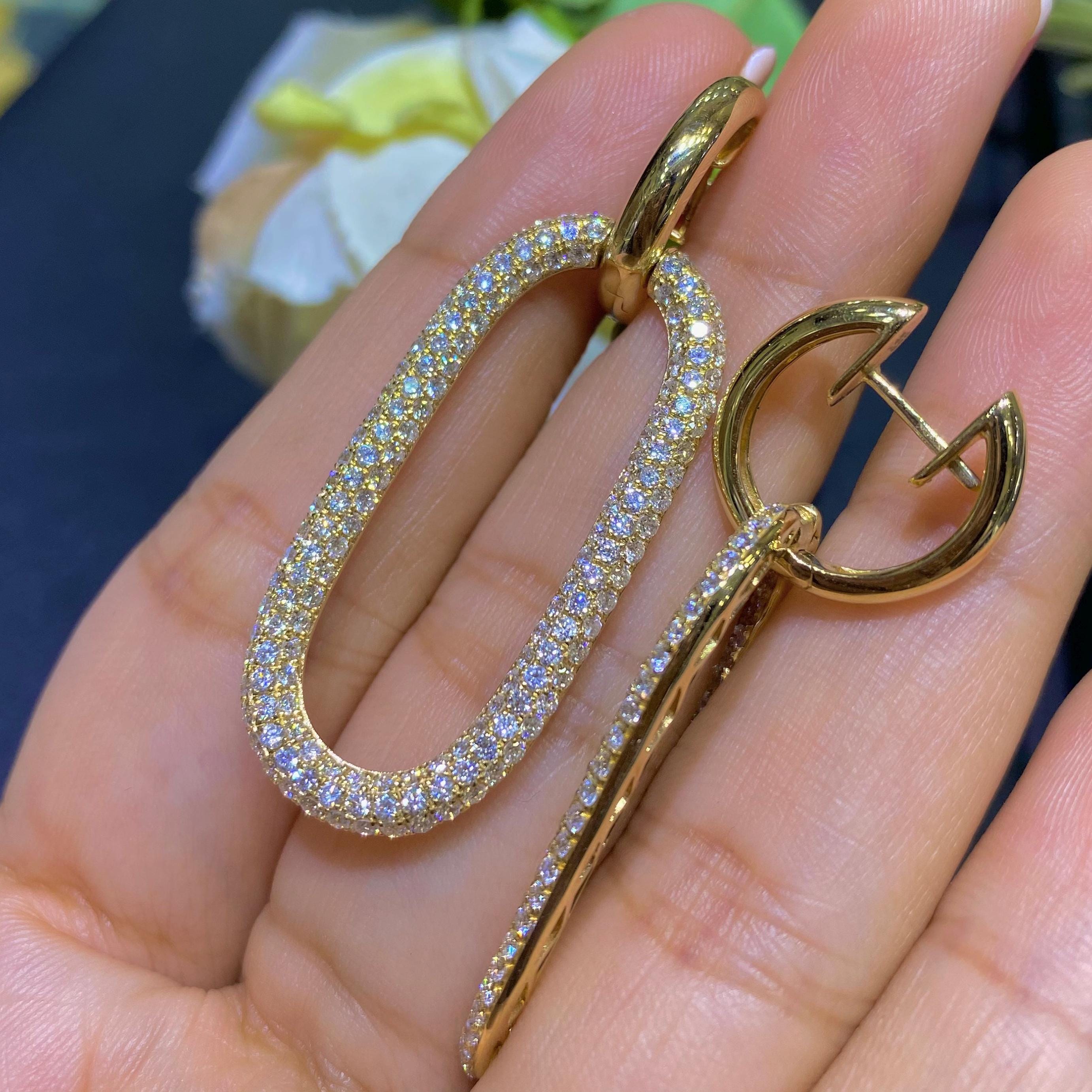 14K Yellow Gold Earrings with 3.86ct Diamonds (etsy image id: 6806119745)