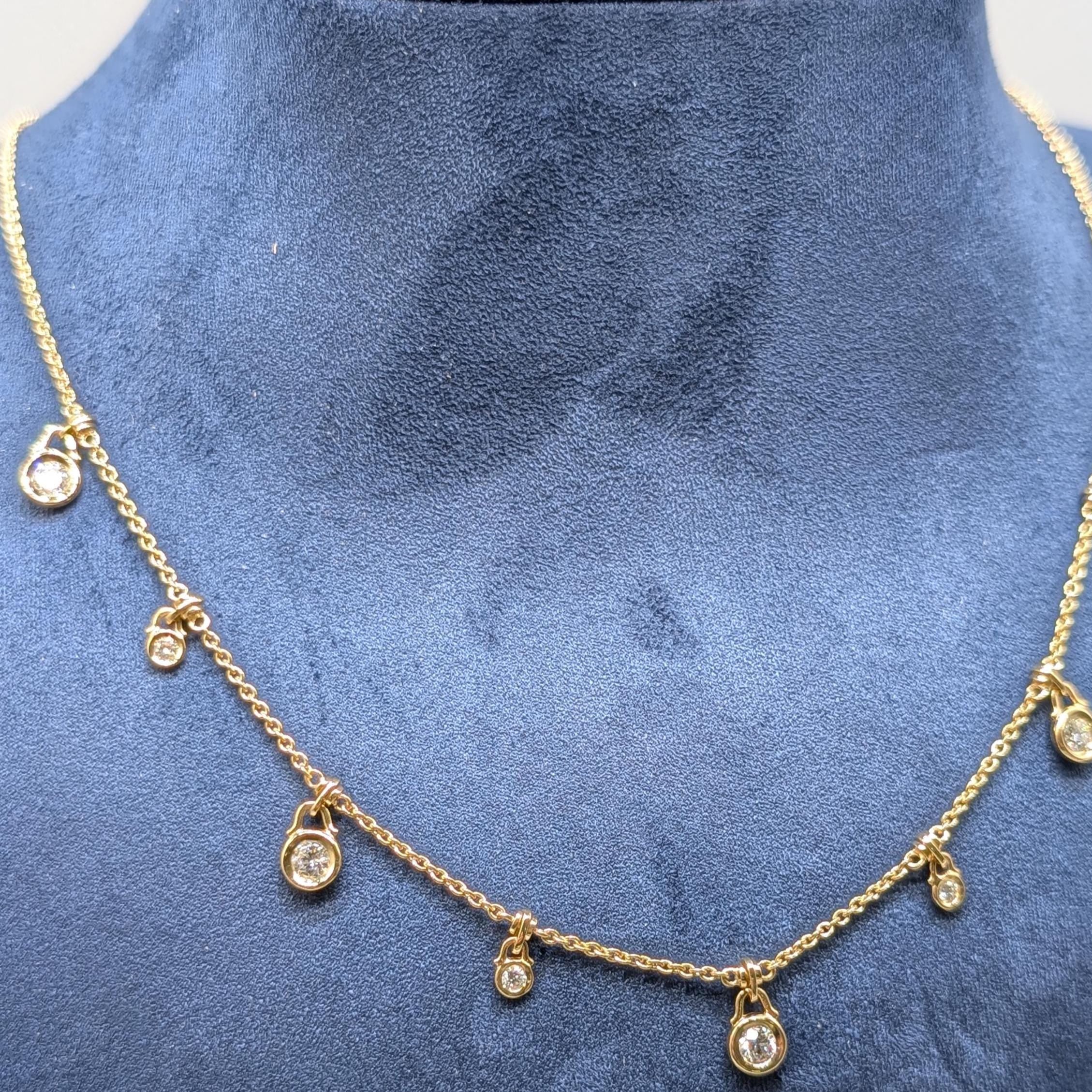 Yellow Gold Diamond By The Yard Diamond Charm Necklace (etsy image id: 6850318020)