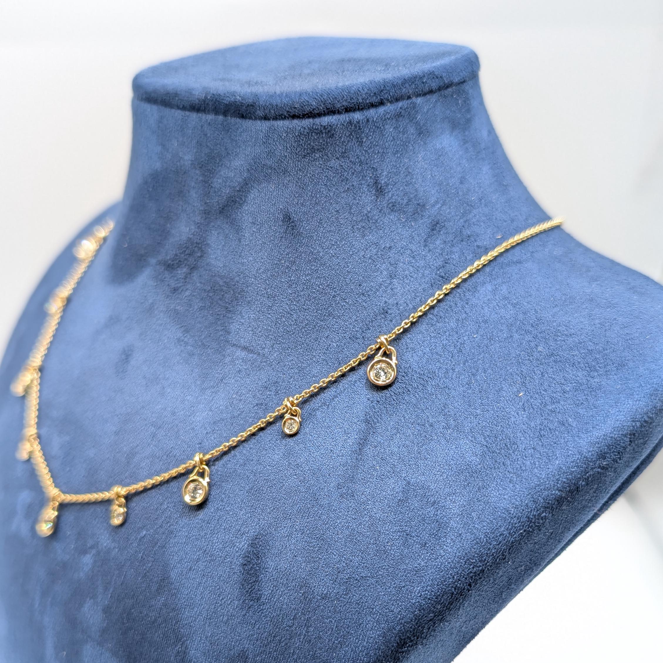 Yellow Gold Diamond By The Yard Diamond Charm Necklace (etsy image id: 6850319702)