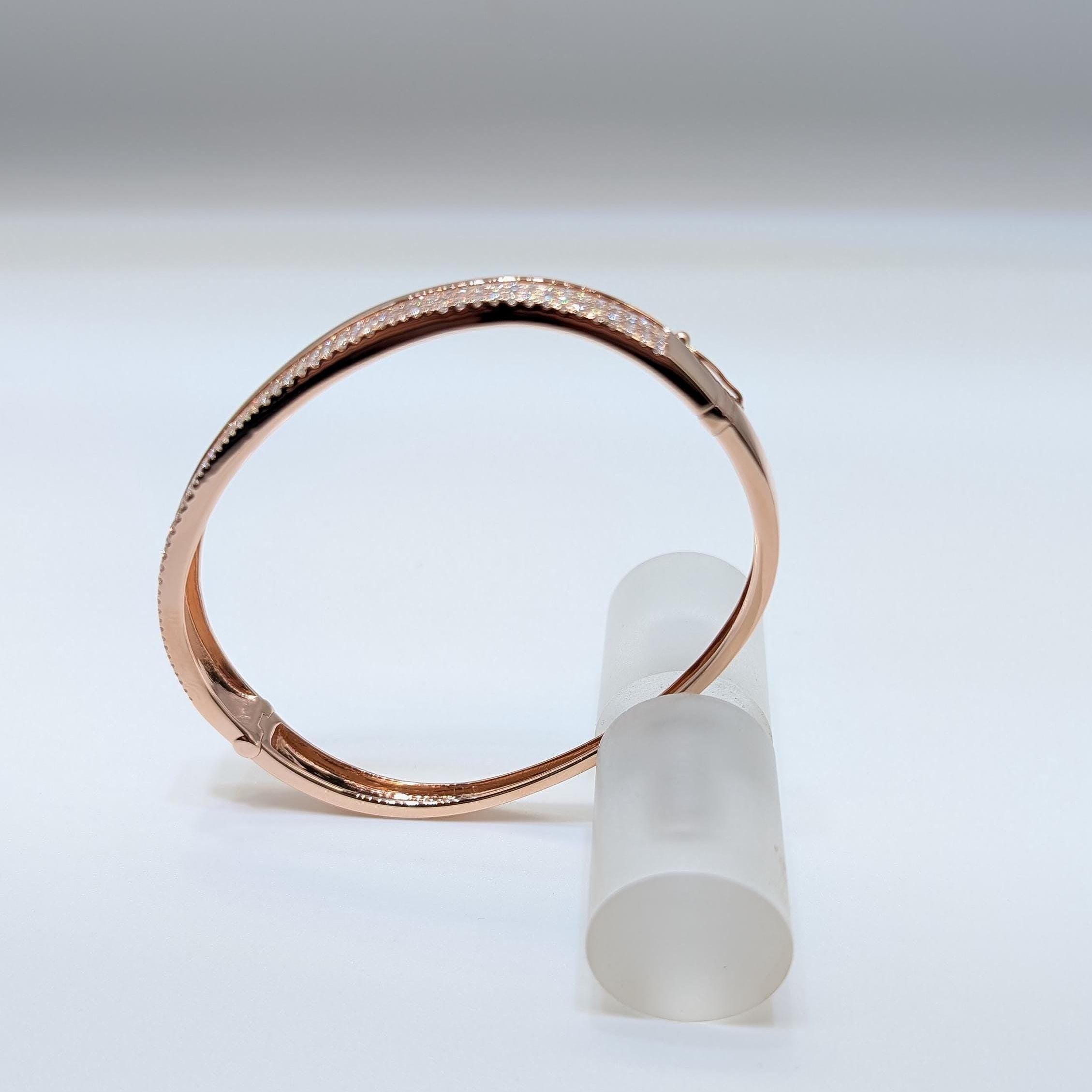 Rose Gold Diamond Fancy Stacking Bangle (etsy image id: 6864649134)