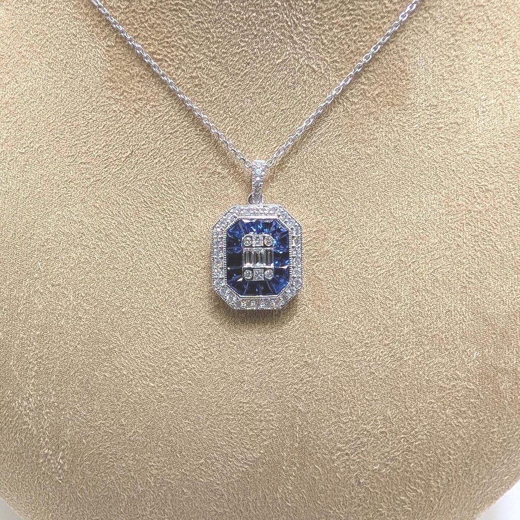 18k White Gold Diamond & Sapphire Pendant (etsy image id: 6866530506)