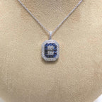 18k White Gold Diamond & Sapphire Pendant (etsy image id: 6866530506)
