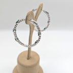 Large 14k White Gold Hoop Earrings with Oval Lab Emeralds and Round Lab Diamonds (etsy image id: 6866594878)