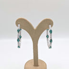 Large 14k White Gold Hoop Earrings with Oval Lab Emeralds and Round Lab Diamonds (etsy image id: 6866598494)