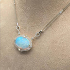 Opal and Diamond Pendant on 14k Yellow Gold Necklace (etsy image id: 6866632320)