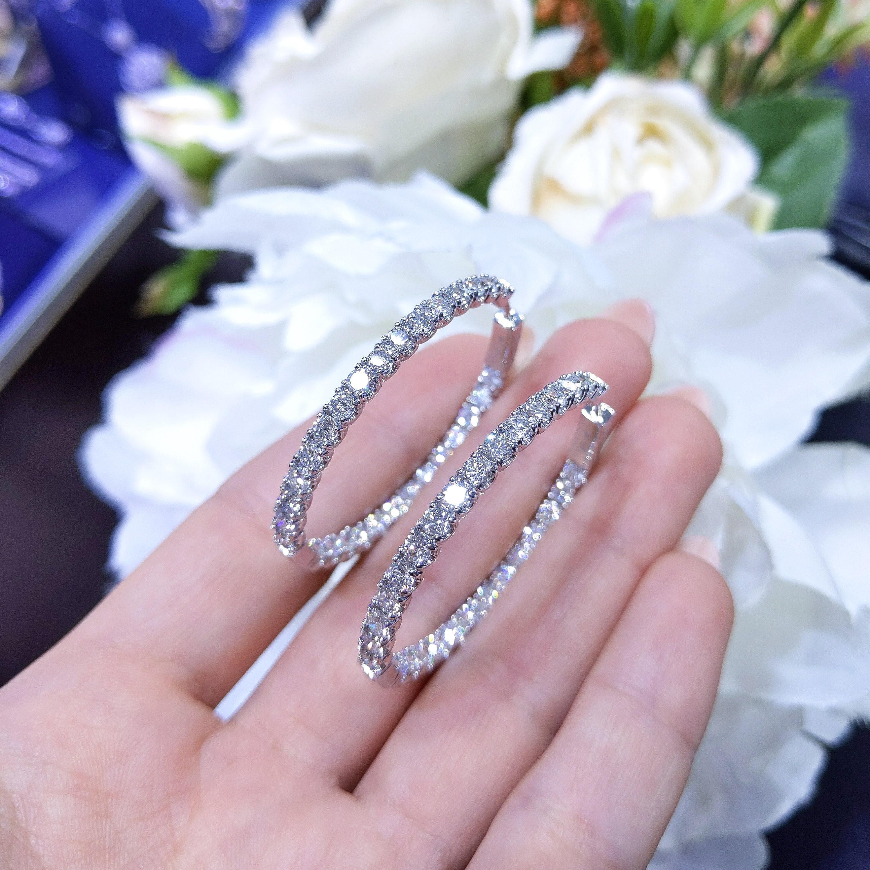 Inside Out Lab Diamond Hoops 5.50cts Prong-Set In 14K White Gold Earrings (etsy image id: 6866650190)