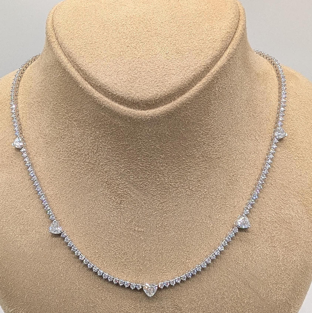 Multi-Heart Shape Diamond Tennis Necklace (etsy image id: 6866676028)