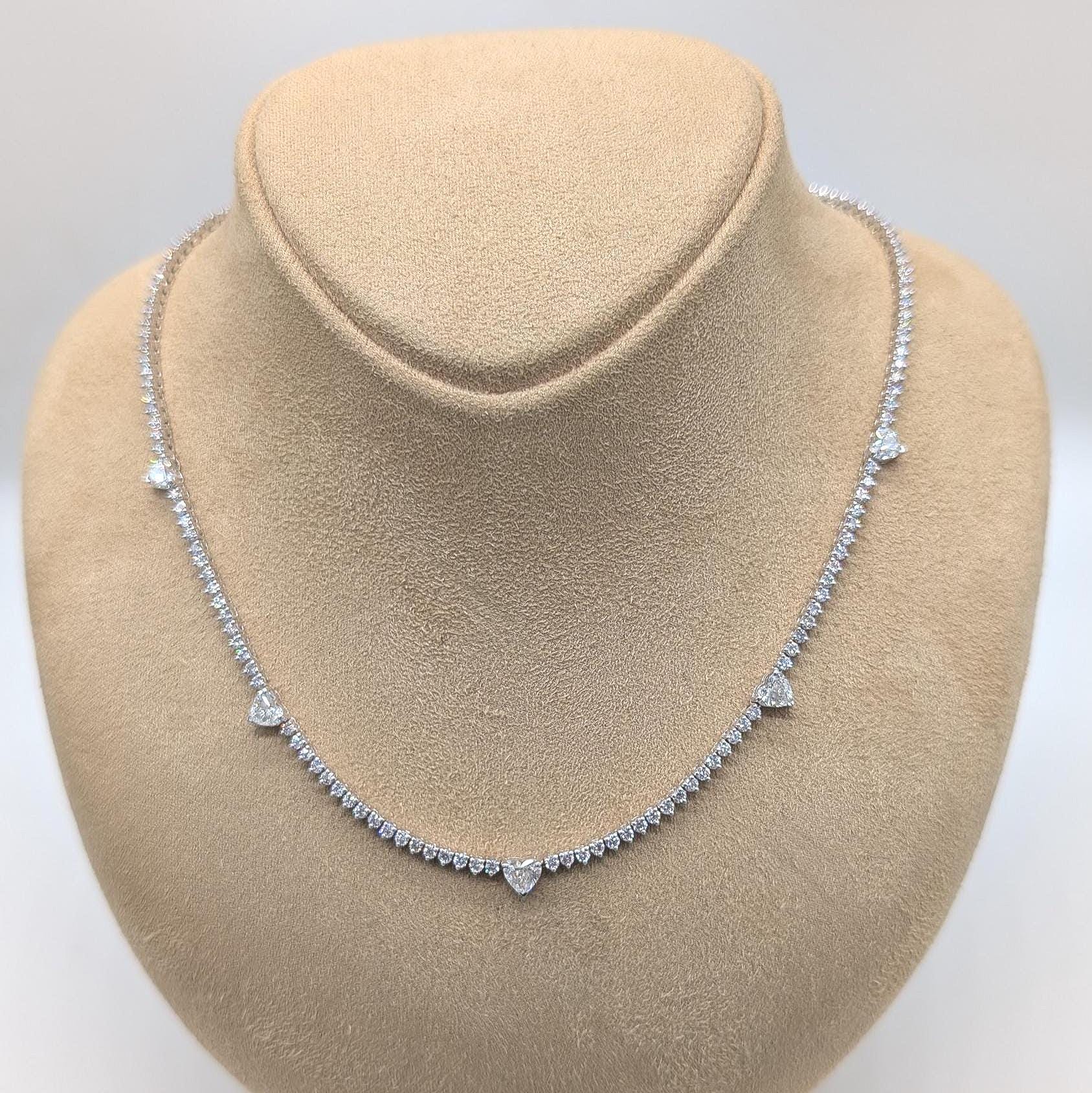 Multi-Heart Shape Diamond Tennis Necklace (etsy image id: 6866677602)
