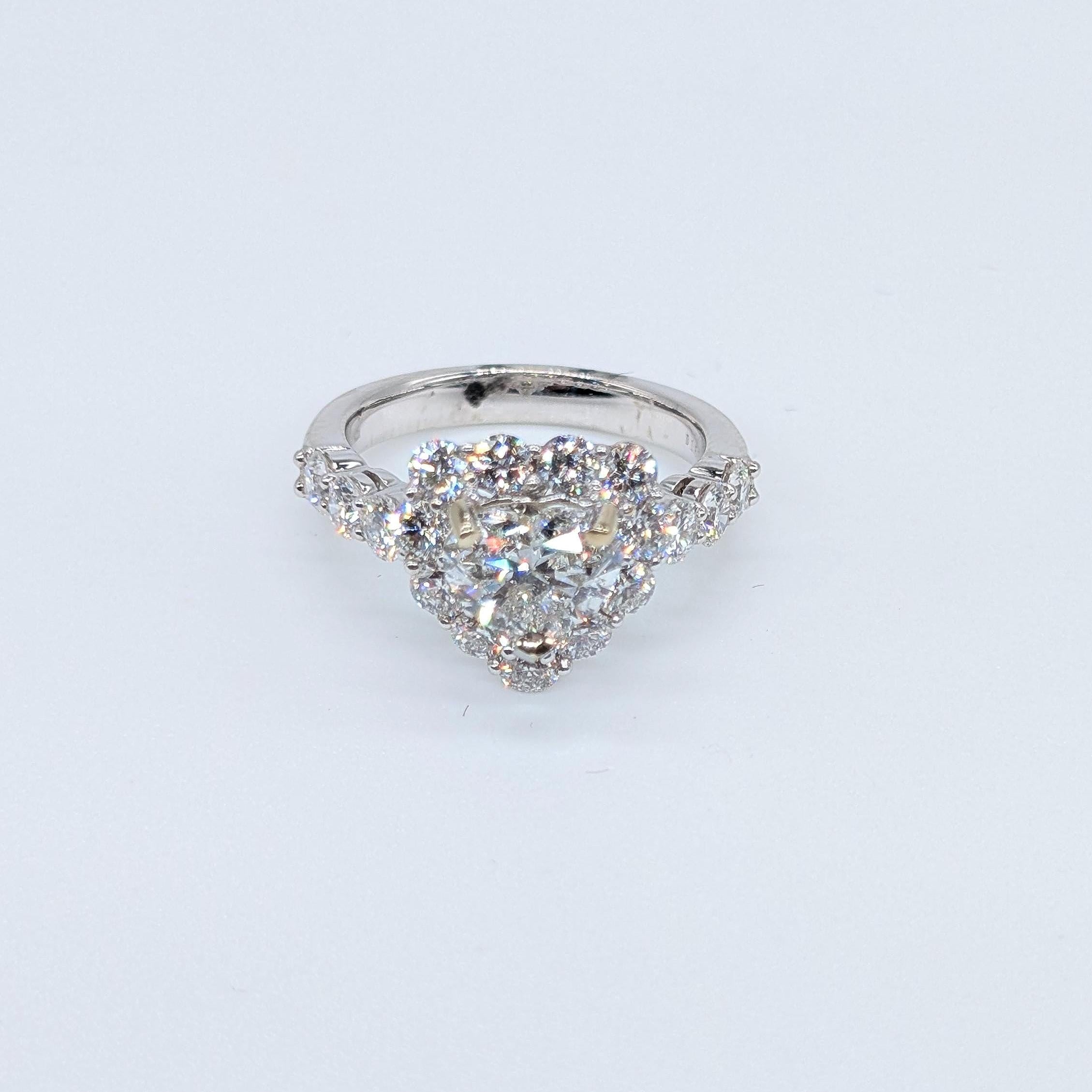 18KWG 1.51ct GIA Natural F-SI1 Heart Shaped Diamond with a Halo 1.65ct Diamonds Statement Ring (etsy image id: 6866703348)