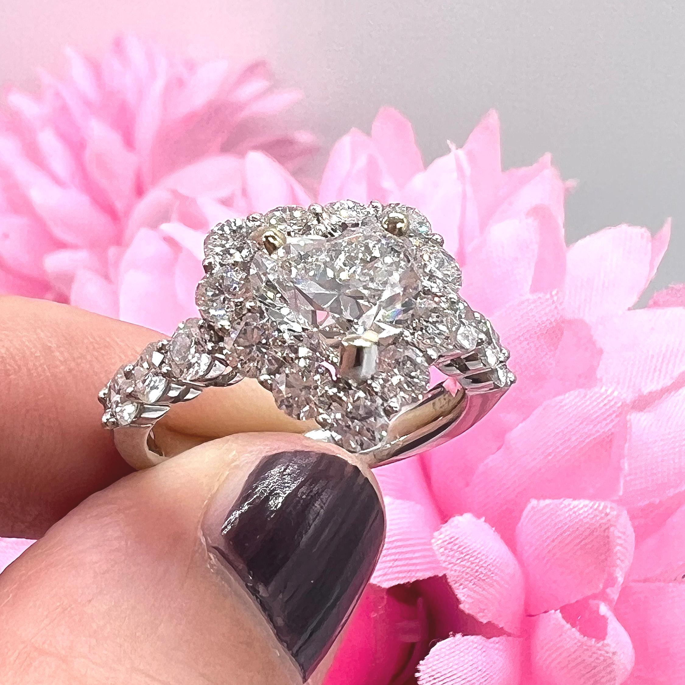 18KWG 1.51ct GIA Natural F-SI1 Heart Shaped Diamond with a Halo 1.65ct Diamonds Statement Ring (etsy image id: 6866705026)