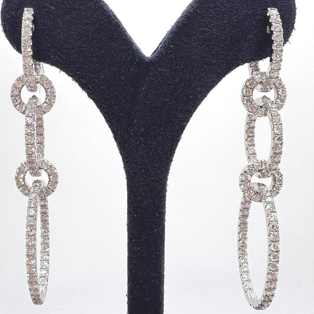 14K White Gold 4.28ct in Diamonds Dangling Hooped Transportable Earrings (etsy image id: 6866726588)