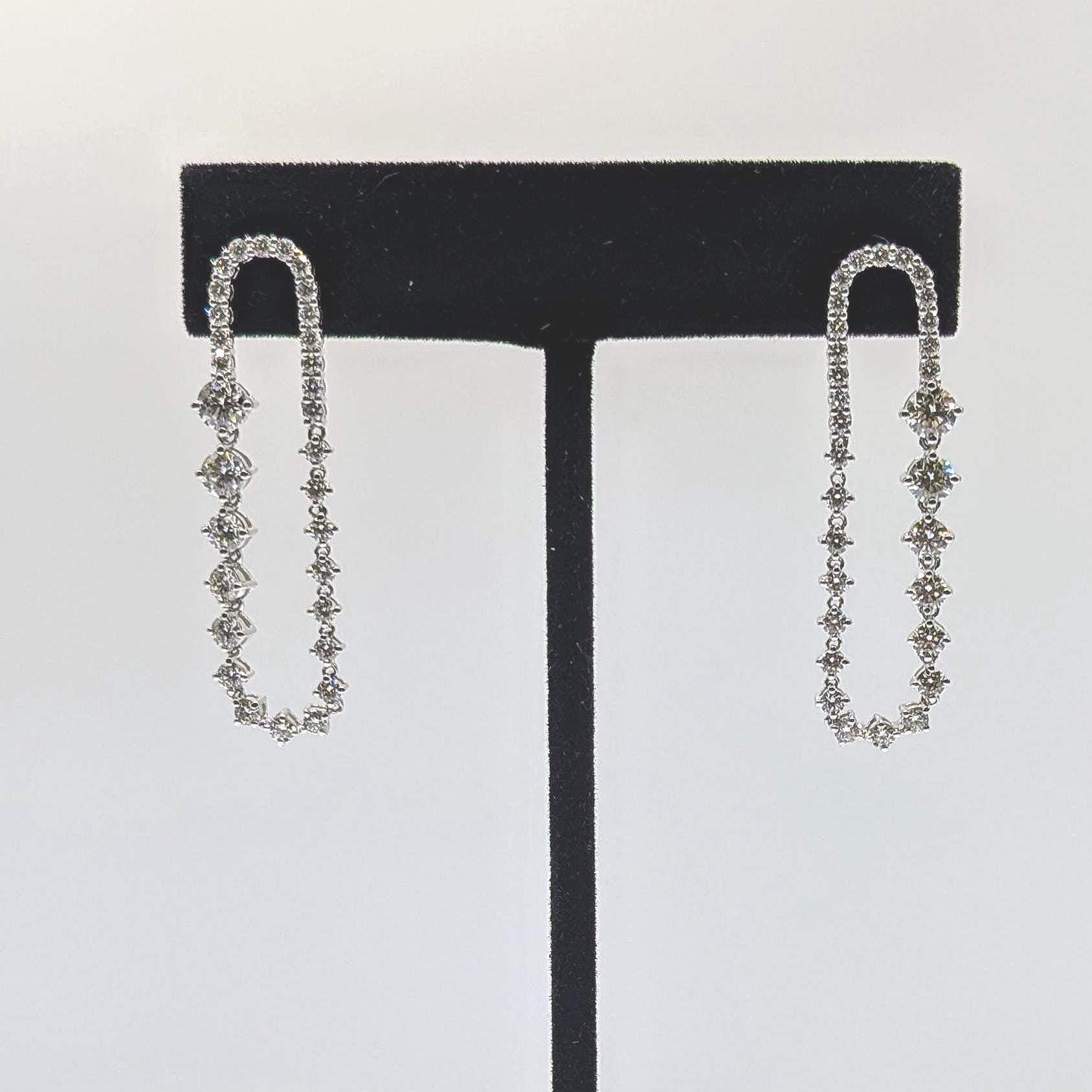 14k White Gold Brilliant Natural Diamond Drop Dangling Earring __etsy:6866744094