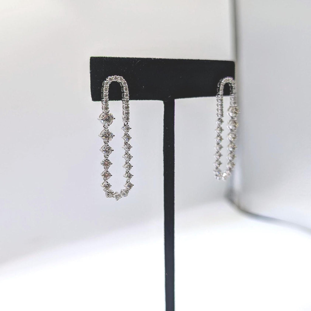 14k White Gold Brilliant Natural Diamond Drop Dangling Earring __etsy:6866758786