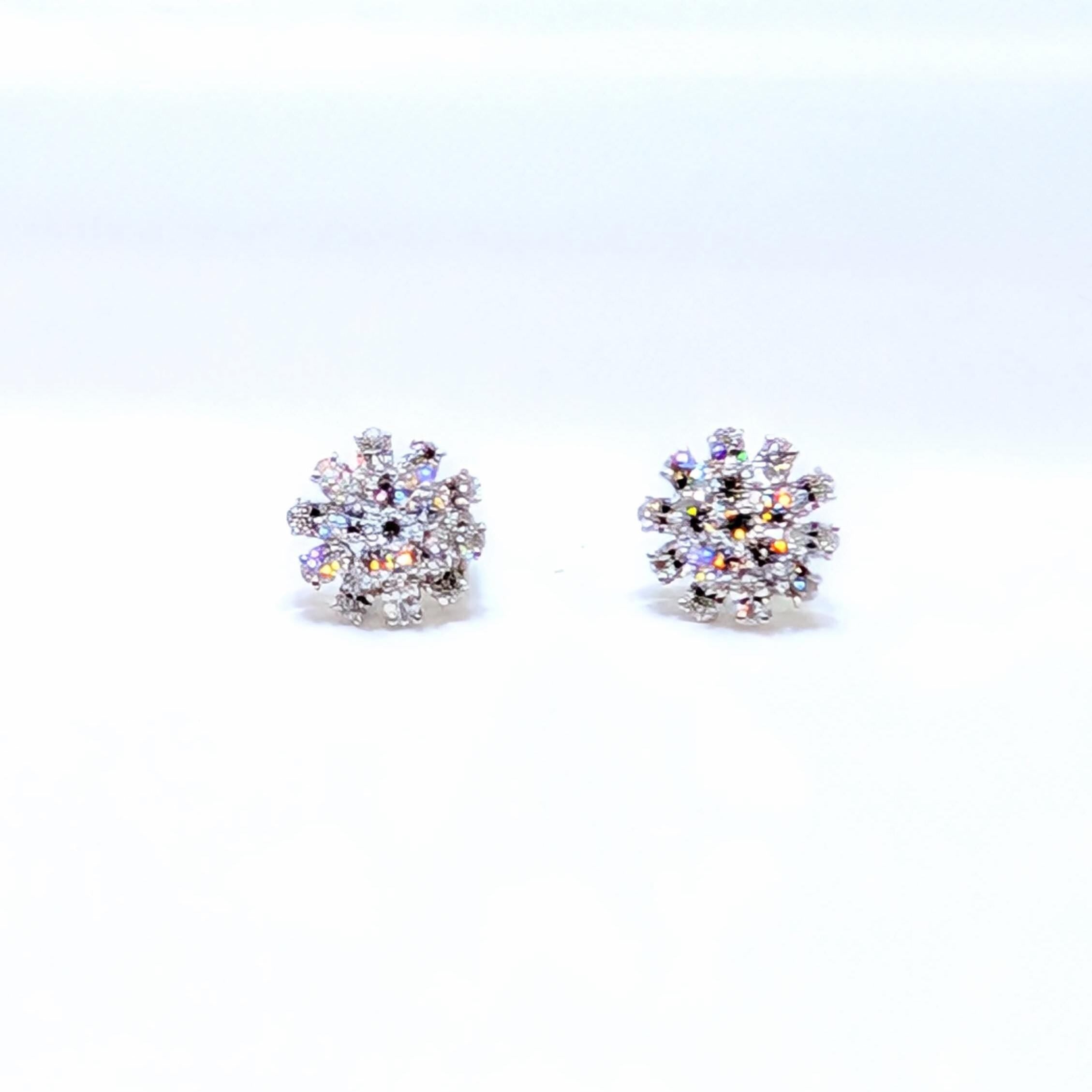 White Gold Lab Round and Oval Cut Diamonds Cluster Earring Studs (etsy image id: 6873133210)